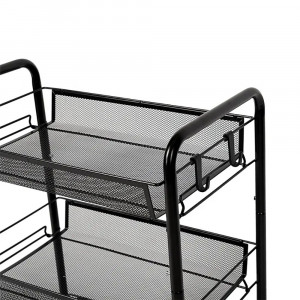 Organizator cu 3 rafturi - cosuri metalice Asos, negru