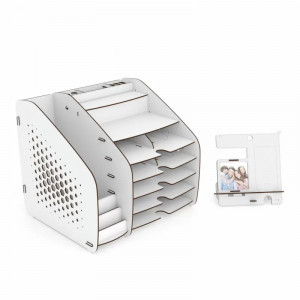 Organizator pentru birou Tria, XL, MDF, alb