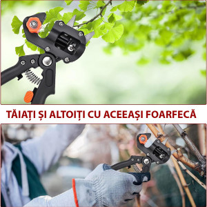 Pachet Foarfeca pentru taiat si altoit pomii,via cu 3 Lame (U, V, Ω) si 1 rola Altoire inclus