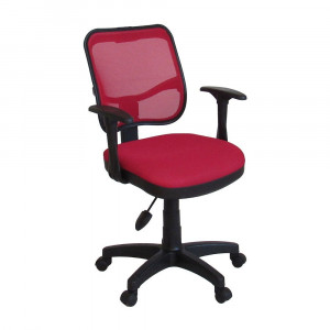 Scaun birou ergonomic, Softy, rotativ, reglabil, spatar din plasa, rosu