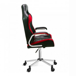 Scaun gaming cu perna pentru gat Boss, rotativ, piele ecologica, negru cu rosu
