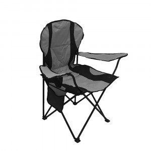 Set 2 scaune camping pliante cu brate, structura metalica, gri - negru, model XL