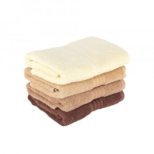 Set 4 prosoape de baie, 100% bumbac, 500 gr/m², 50x90cm, maro