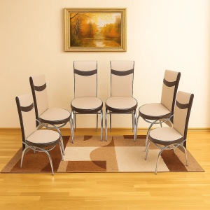 Set 6 scaune Exclusive, capucino si picioare cromate