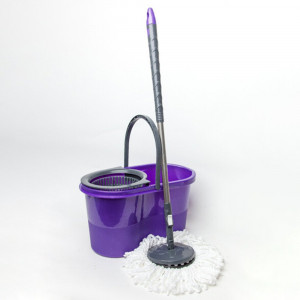 Set Galeata cu Mop Rotativ si Dispozitiv Centrifug de Stoarcere, Asos Home, Mov