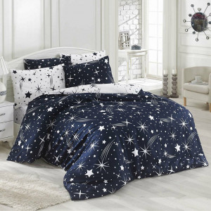 Set lenjerie pat pentru 2 persoane Halley, 4 piese, bleumarin