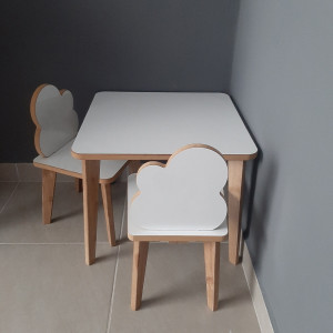 Set masa cu 2 scaune pentru copii, colturi rotunjite, MDF, Summer Soft