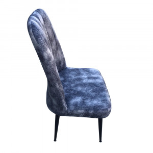 Set masa extensibil Anka, Negru Marmorat, Pal Laminat, 4 scaune din piele ecologica, living si bucatarie