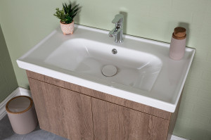 Set mobilier baie cu lavoar, corp lavoar si dulap oglinda, Tuia