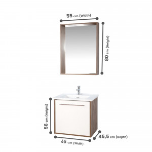 Set mobilier baie cu lavoar, corp lavoar si oglinda, Miraa, nuc