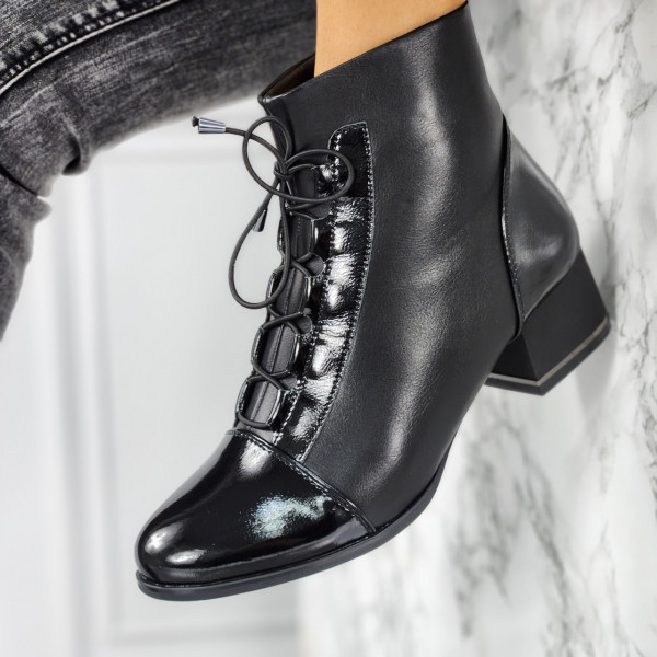 Botine Dama Imblanite Negre din Piele Ecologica Nilofa