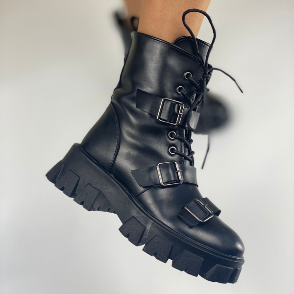 Ghete Dama Imblanite Negre din Piele Ecologica Betty