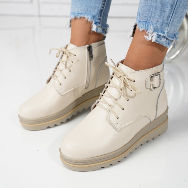 Ghete Piele Naturala Ania Beige
