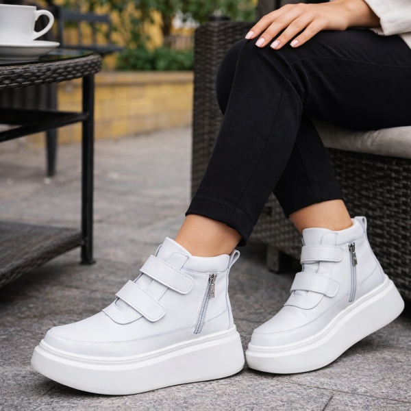 Ghete Piele Naturala Feronia White