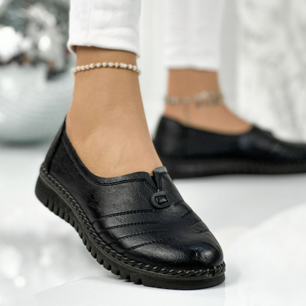 Pantofi Casual Dama Negri din Piele Ecologica Minin