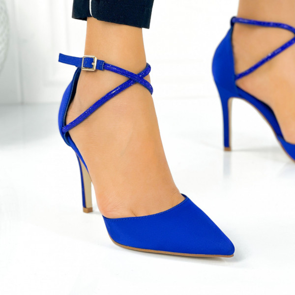 Pantofi Dama Stiletto Albastri din Satin Nelora