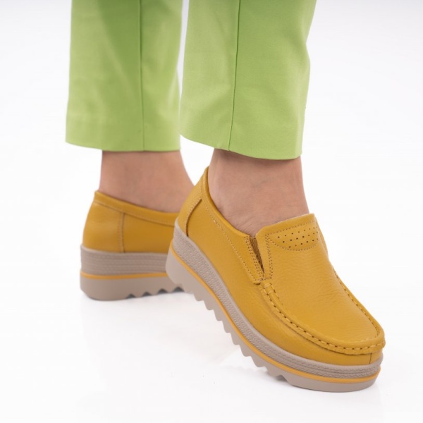 Pantofi Piele Naturala Adriana3 Yellow
