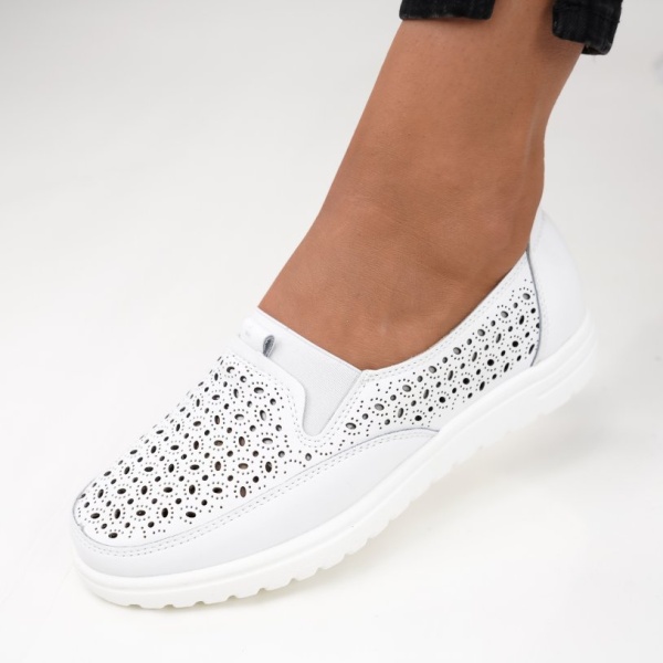 Pantofi Piele Naturala Corina White