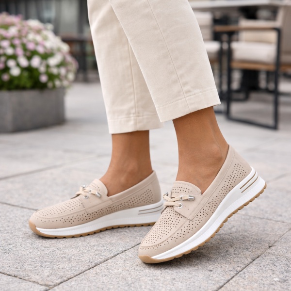Pantofi Piele Naturala Meria2 Beige