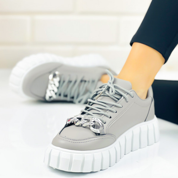 Pantofi Sport Dama Gri din Piele Ecologica Meryem