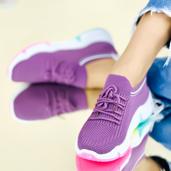 Pantofi Sport Dama Mov din Material Textil Evette