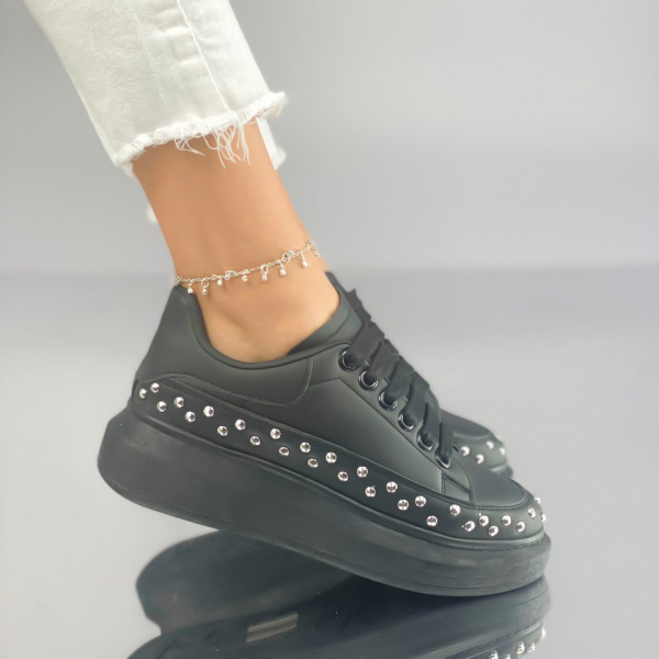 Pantofi Sport Dama Negri din Piele Ecologica Miras