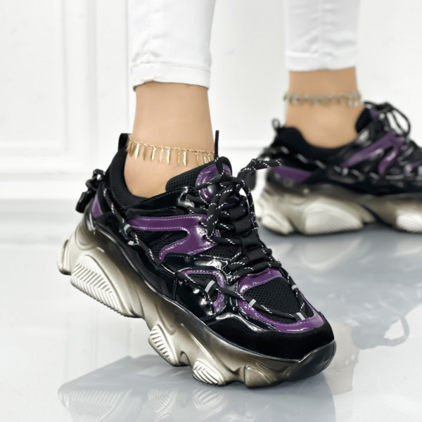 Pantofi Sport Dama Negri din Piele Ecologica Tetyt