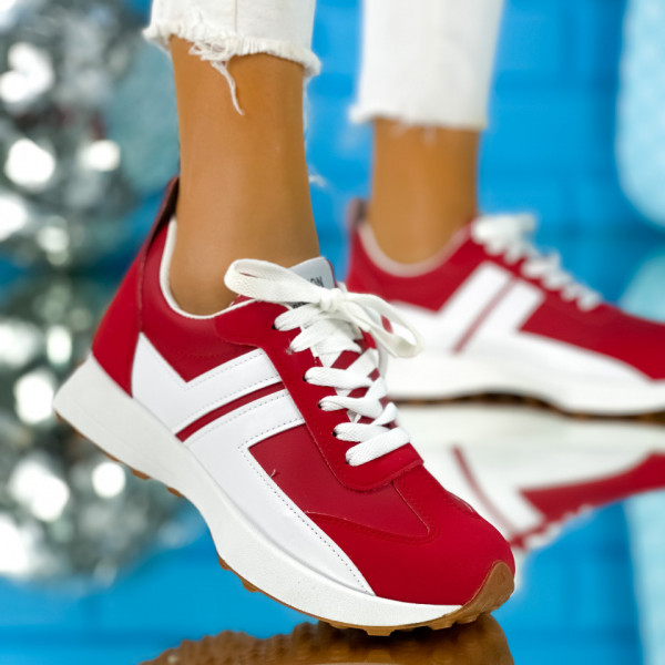 Pantofi Sport Dama Rosii din Piele Ecologica Neroto