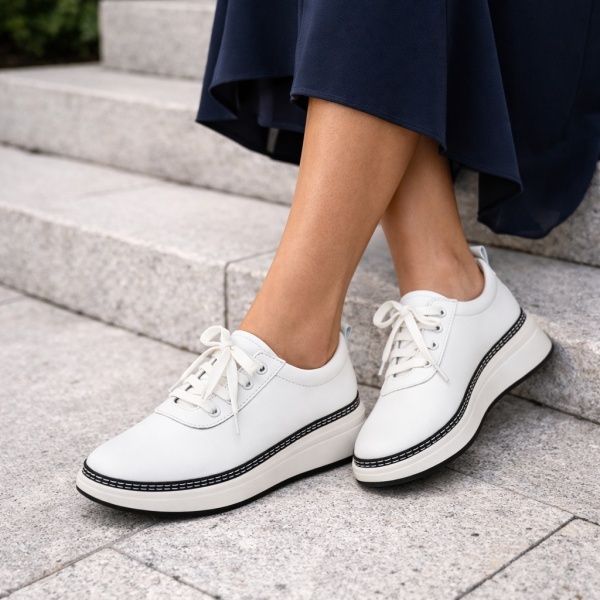 Pantofi Sport Piele Naturala Crina White
