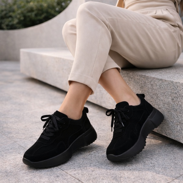 Pantofi Sport Piele Naturala Nola Black