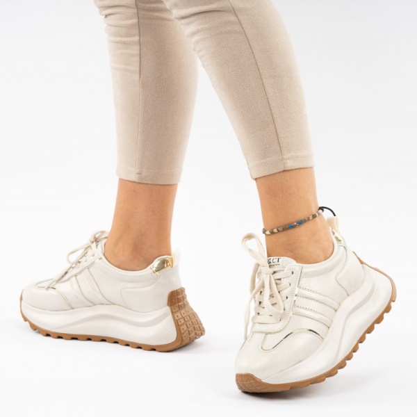 Pantofi Sport Piele Naturala Yamina2 Silver