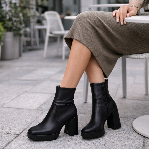 Cizme cu toc Alina Black