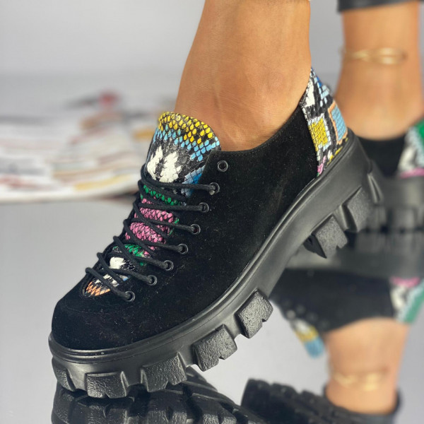 Pantofi Casual Dama Multicolori din Piele Ecologica Intoarsa Mila