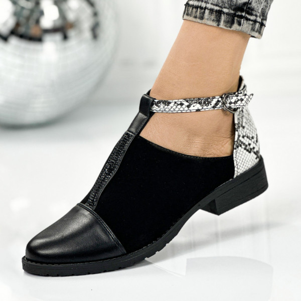 Pantofi Casual Dama Negri din Piele Ecologica Bolto