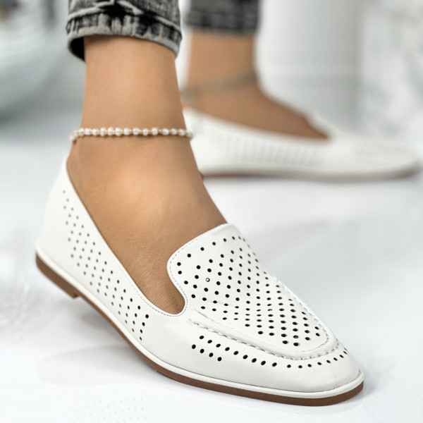 Pantofi Dama Casual Albi din Piele Ecologica Sabara