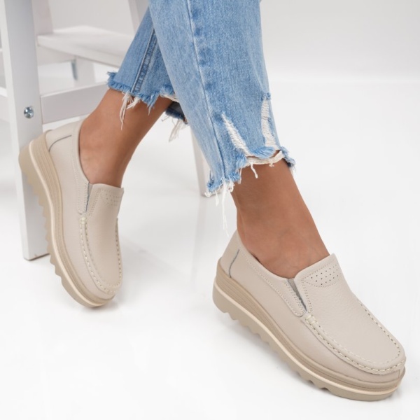 Pantofi Piele Naturala Adriana3 Beige