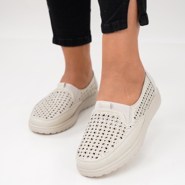 Pantofi Piele Naturala Corina Beige