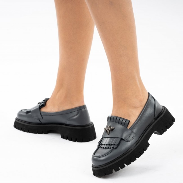 Pantofi Piele Naturala Navas Grey