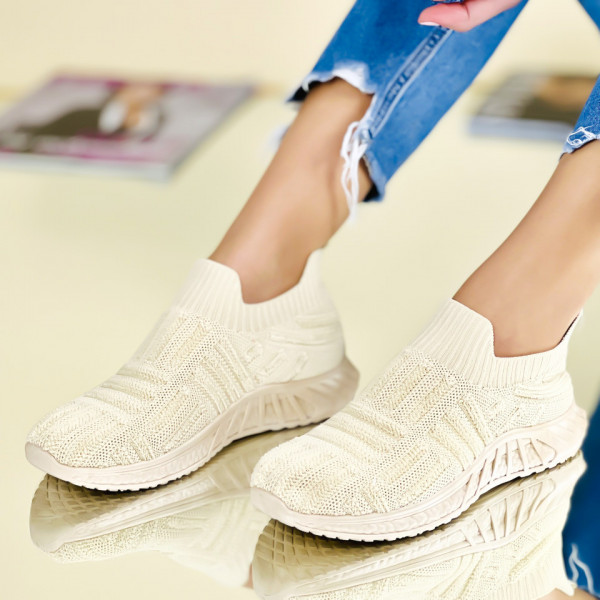 Pantofi Sport Dama Bej din Material Textil Cloris