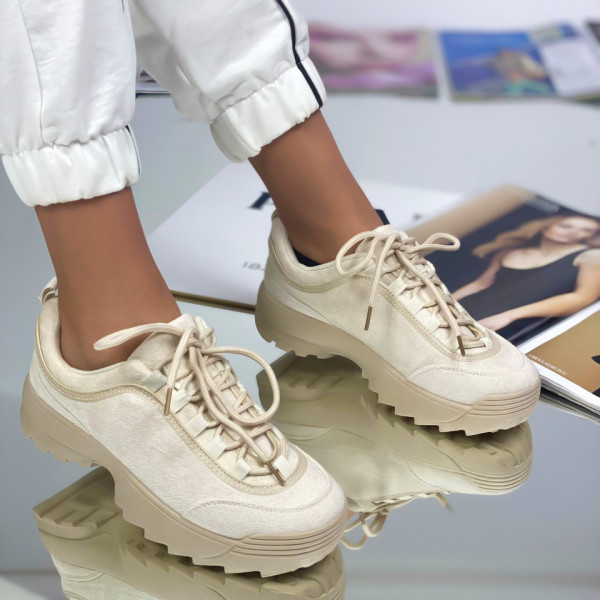 Pantofi Sport Dama Bej din Piele Ecologica Fola