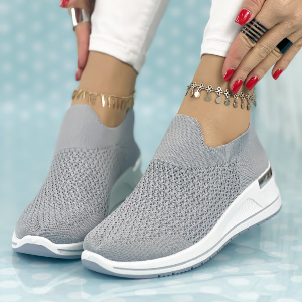 Pantofi Sport Dama cu Platforma Gri din Textil Index