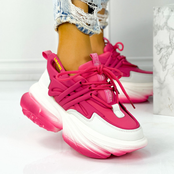 Pantofi Sport Dama Fuchsia din Piele Ecologica papane