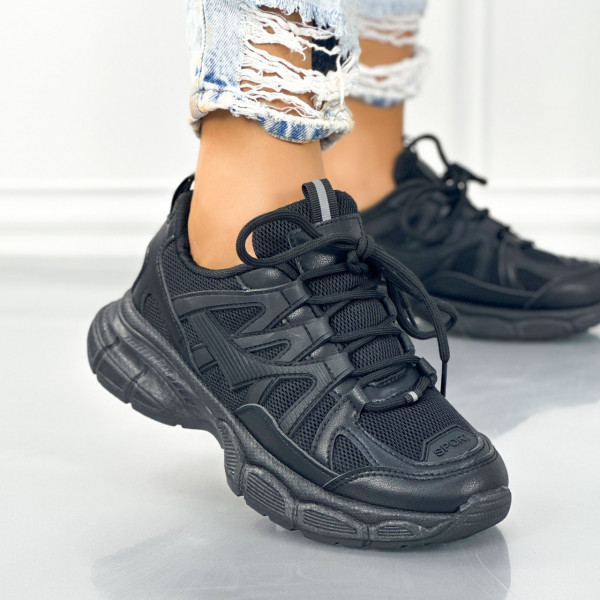 Pantofi Sport Dama Negri din Piele Ecologica Myla
