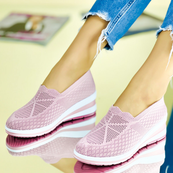 Pantofi Sport Dama Roz din Material Textil Brietta