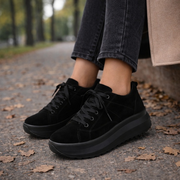 Pantofi Sport Piele Naturala Keiko Black