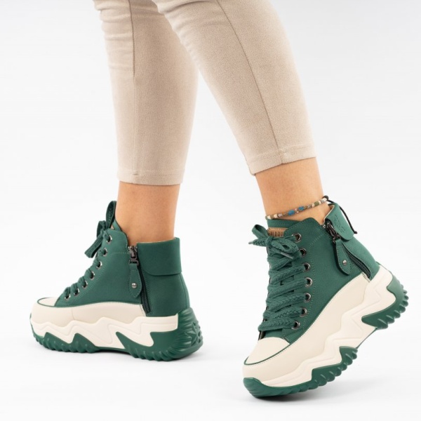 Pantofi Sport Piele Naturala Safiya Green