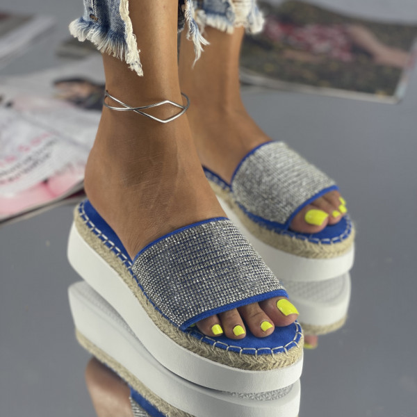 Papuci dama Albastri din Textil Sedon