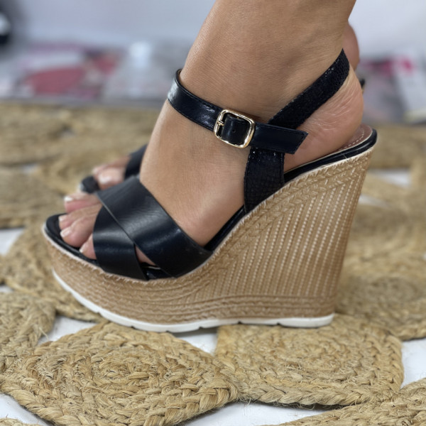 Sandale cu Platforma Negre din Piele Ecologica Moria