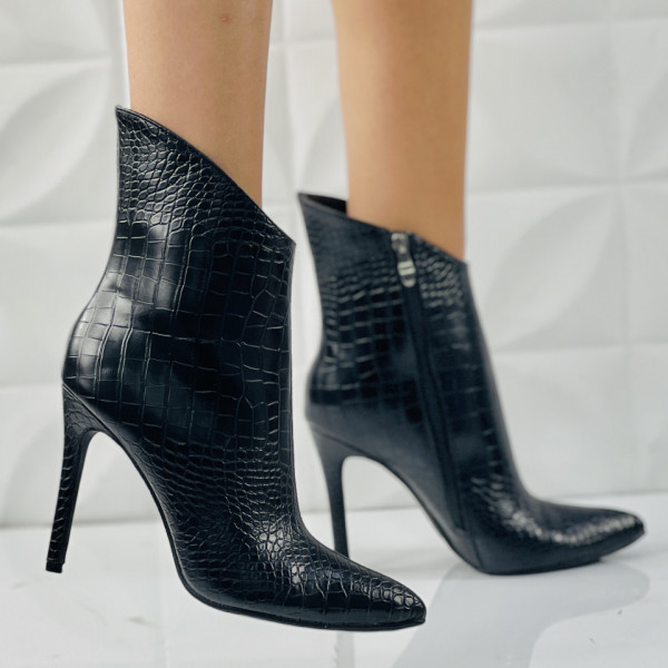 Botine dama captusite Negre din Piele Ecologica Serilda