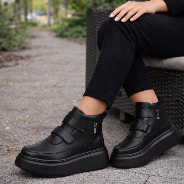 Ghete Piele Naturala Feronia Black
